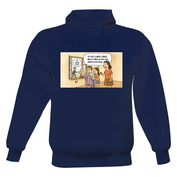 Pánská mikina s kapucí Just Hoods s potiskem Jiránkův fór - Babiččin poslední důchod