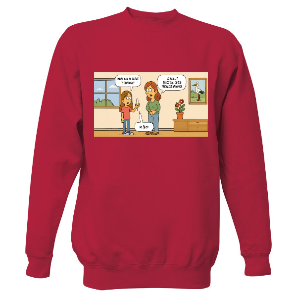 Mikina bez kapuce Unisex s potiskem Jiránkův fór - Kam s tamponem?